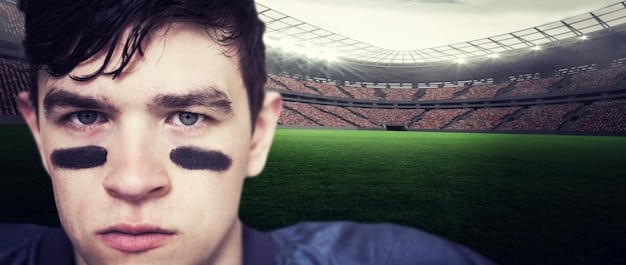 A split screen showing a close-up of a young La Liga player's face filled with determination on one side, and on the other side, a detailed statistical dashboard displaying key performance metrics like pass completion rate, shots on target, and distance covered.
