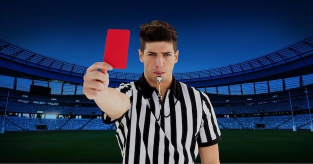 A close-up of a referee in a La Liga match reviewing a play on the VAR monitor, showcasing the technology's impact on decision-making during games. The referee's focused expression and the screen's display should emphasize the critical nature of these reviews.