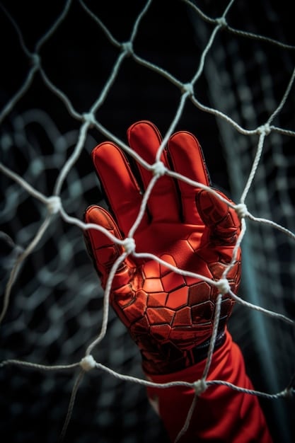 A close-up of a goalkeeper's gloved hands catching a football during a La Liga match, focusing on the grip and intensity of the action.