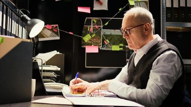 A focused MLS general manager reviewing player contracts and salary cap spreadsheets in their office. The scene emphasizes the analytical and strategic decision-making involved in roster construction and salary management.