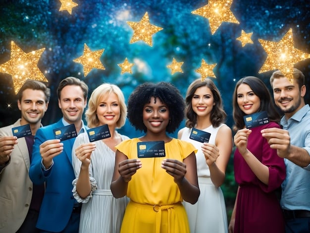 A photograph capturing a group of Mastercard cardholders enjoying a VIP experience at a Champions League match, showcasing their excitement and the exclusive benefits provided by the brand's sponsorship.